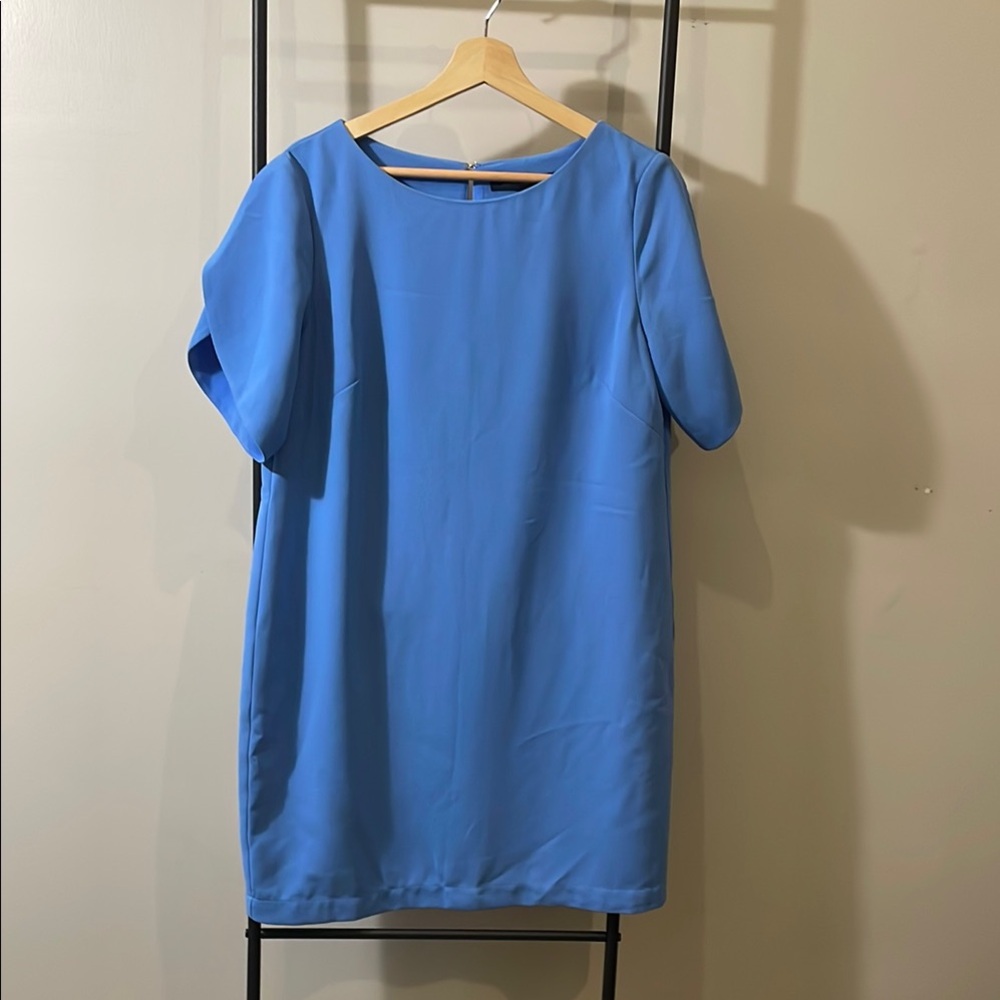 French Connection Blue Sheath Dress Short Sleeve Raglan